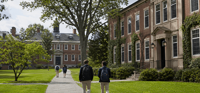 Students walking on a US boarding school campus