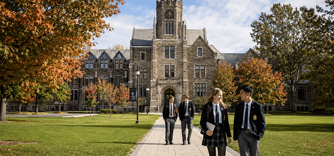 Canadian boarding school campus in autumn